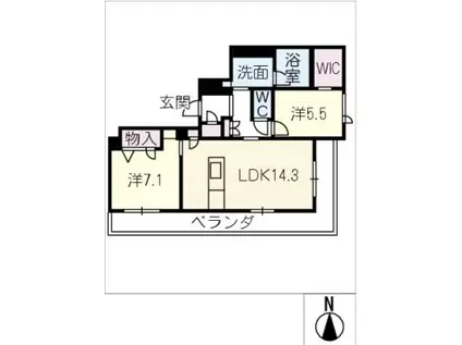 地下鉄名城線 上前津駅 徒歩7分 4階建 築1年(2LDK/3階)の間取り写真