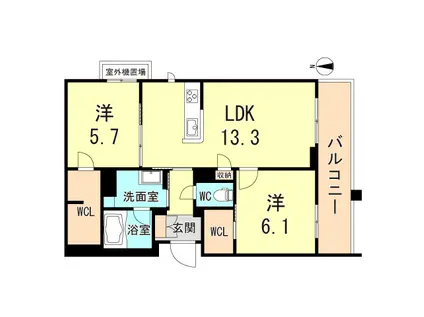 シャーメゾン コルテノーヴァ(2LDK/3階)の間取り写真