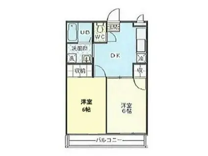 ランドフォレスト岩槻(2DK/3階)の間取り写真