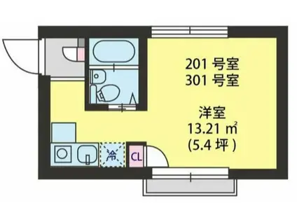 VILLA YUTAKACHO(ワンルーム/3階)の間取り写真