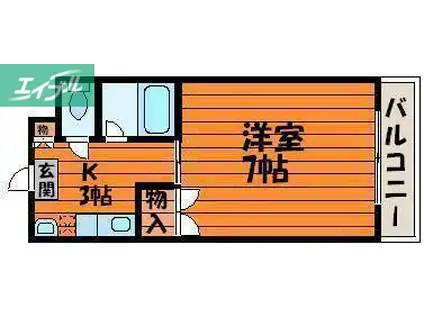 ヴェルメス津島II(1K/4階)の間取り写真