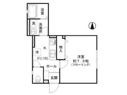 ドミールERF(1K/2階)の間取り写真