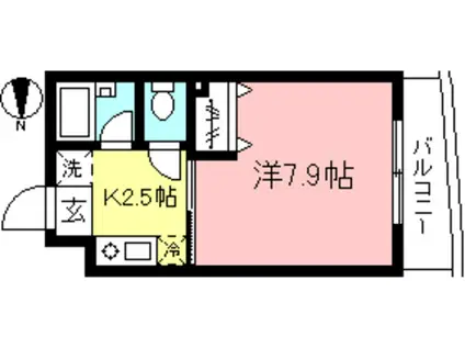 アルカサル(1K/1階)の間取り写真