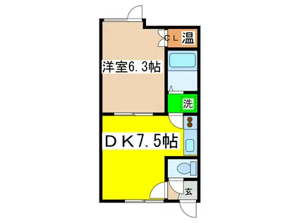 金盛マンション(1DK/2階)の間取り写真
