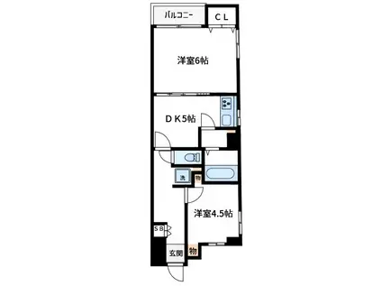 篠崎ビル(2DK/5階)の間取り写真