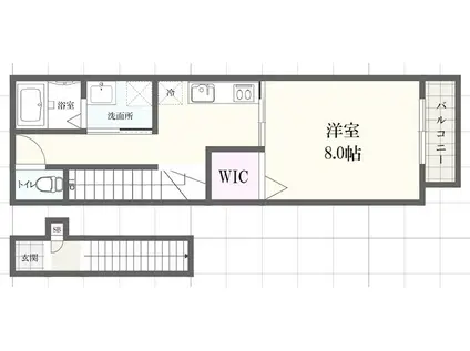姫路市保城アパート(1K/2階)の間取り写真