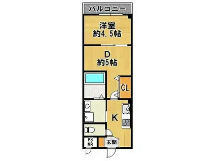 ザ・スカイレジデンス(1DK/3階)の間取り写真