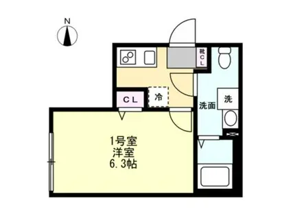 ベイルーム東本厚木(1K/2階)の間取り写真