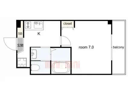 AILE魚崎南(1K/4階)の間取り写真