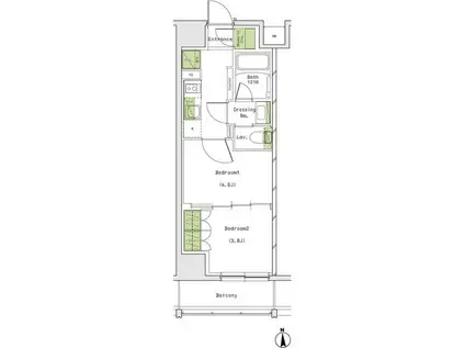 ザ・パークハビオ名古屋松原(2K/4階)の間取り写真