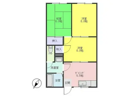 スカイハイツ(3DK/2階)の間取り写真