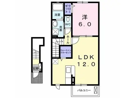 スモールウッズタウン苅田A棟(1LDK/2階)の間取り写真