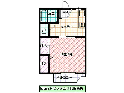 見川グランドハイツ(1K/2階)の間取り写真