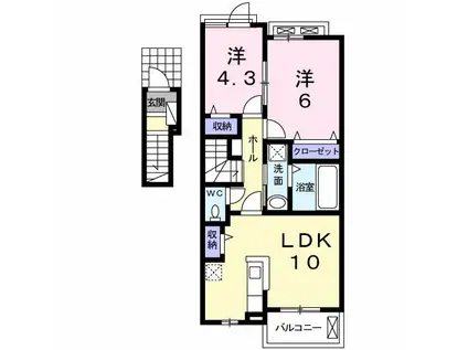 ロゼアン(2LDK/2階)の間取り写真