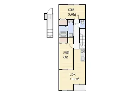 ＪＲ山陽本線 倉敷駅 徒歩14分 2階建 築1年(2LDK/2階)の間取り写真