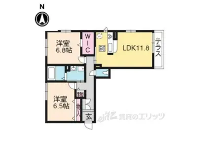 フルーレ鴨川(2LDK/1階)の間取り写真