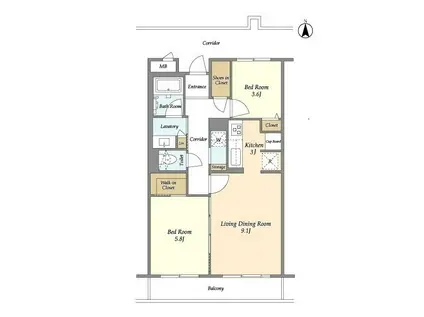 RESTA目黒 レスタ目黒(2LDK/2階)の間取り写真