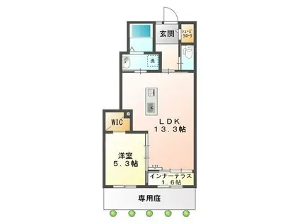 RUBY V(1LDK/1階)の間取り写真