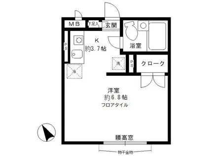 ディアコート東池袋(1K/1階)の間取り写真