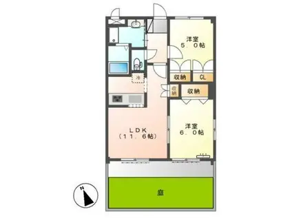 シャイニングIN青葉(2LDK/1階)の間取り写真