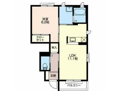 エントピアC(1LDK/1階)の間取り写真