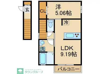 VILLA MASUDA II(1LDK/2階)の間取り写真