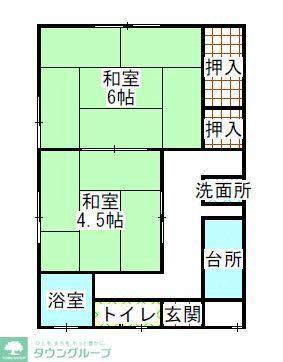 コーポ細渕(2K/2階)の間取り写真