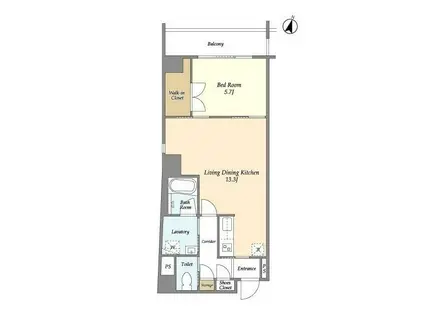 トラバース門前仲町(1LDK/3階)の間取り写真