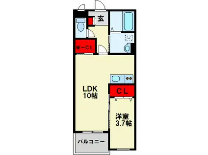 カーサガーデン相生町(1LDK/3階)の間取り写真