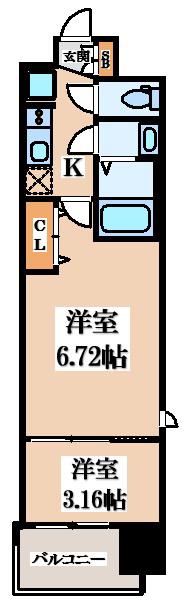 AELL OSAKA イースト(2K/5階)の間取り写真