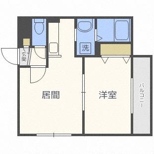 フルハート(1DK/3階)の間取り写真