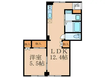 横山ビル(1LDK/2階)の間取り写真