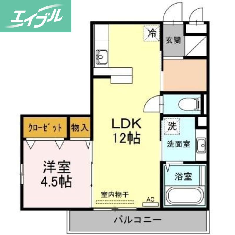 ラ・シャンブル(1LDK/2階)の間取り写真