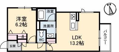 グランベレオ林道駅前(1LDK/1階)の間取り写真