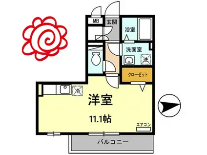 はなみずき(ワンルーム/1階)の間取り写真