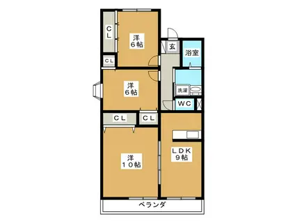 レジデンスジュイエ(3LDK/3階)の間取り写真