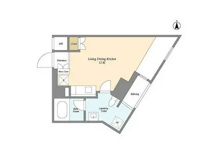 ディームス等々力(ワンルーム/4階)の間取り写真