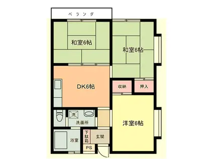 オレンジハイツ(3DK/2階)の間取り写真