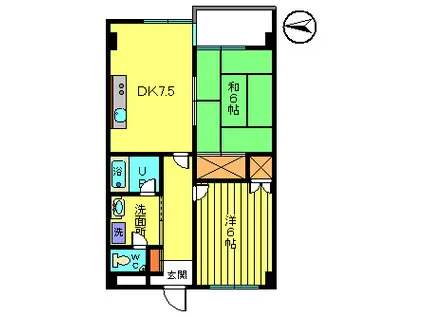 第5カネ長ビル(2DK/4階)の間取り写真