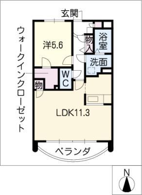 さくらHILLSYAGOTO(1LDK/2階)の間取り写真