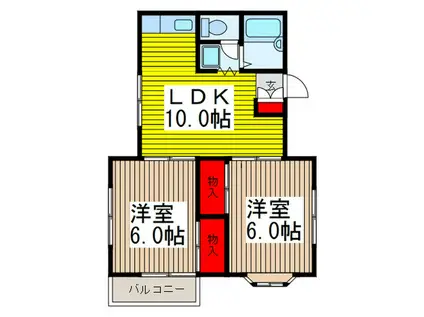 竹林コテージ(2LDK/1階)の間取り写真