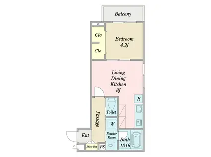 アビターレ(1LDK/2階)の間取り写真