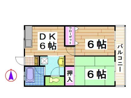 徳島マンション(2DK/4階)の間取り写真