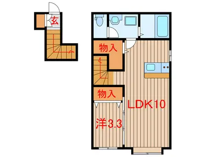 BRICKBUFF(1LDK/2階)の間取り写真