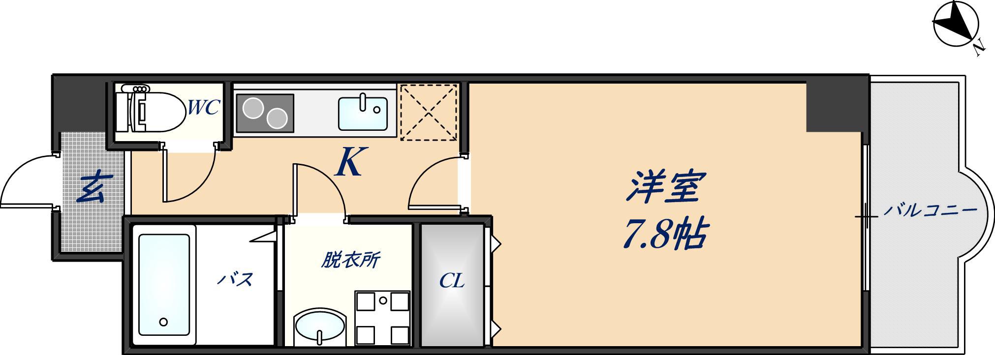 ルミエール八尾駅前(1K/5階)の間取り写真