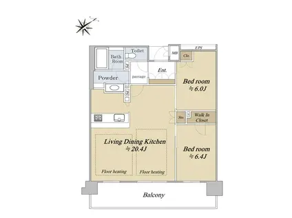 ブランズタワー羽衣(2LDK/4階)の間取り写真