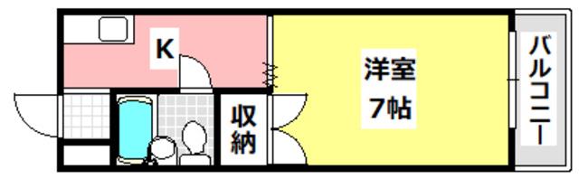 ウエストコート(1K/2階)の間取り写真