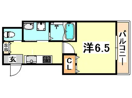 COLABO神戸駅前(1K/1階)の間取り写真
