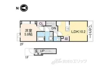 フォンテ-ヌ N-V(1LDK/2階)の間取り写真