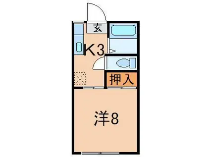 パレスクローバー(1K/1階)の間取り写真